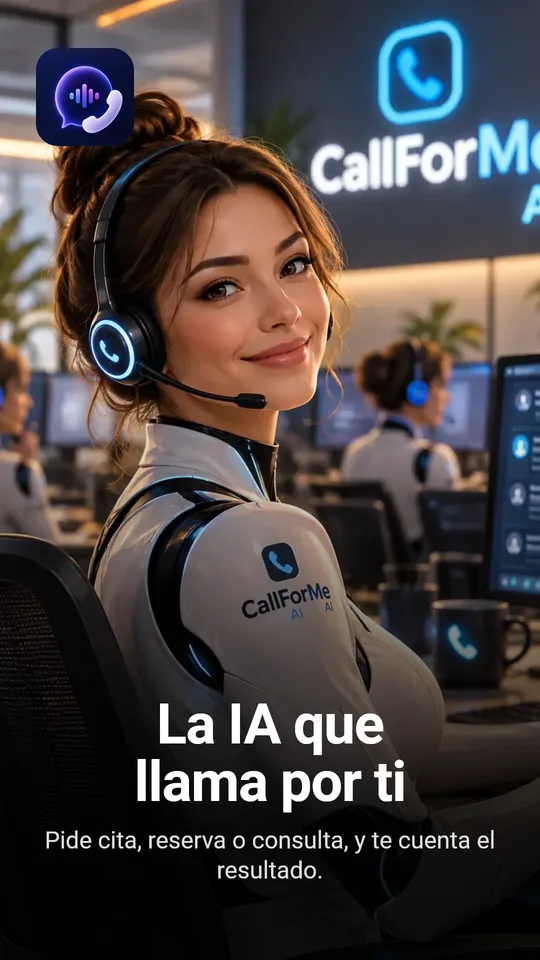 Presentación de CallForMe AI en Google Play